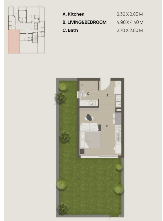 Floor plan for studio at Blanks