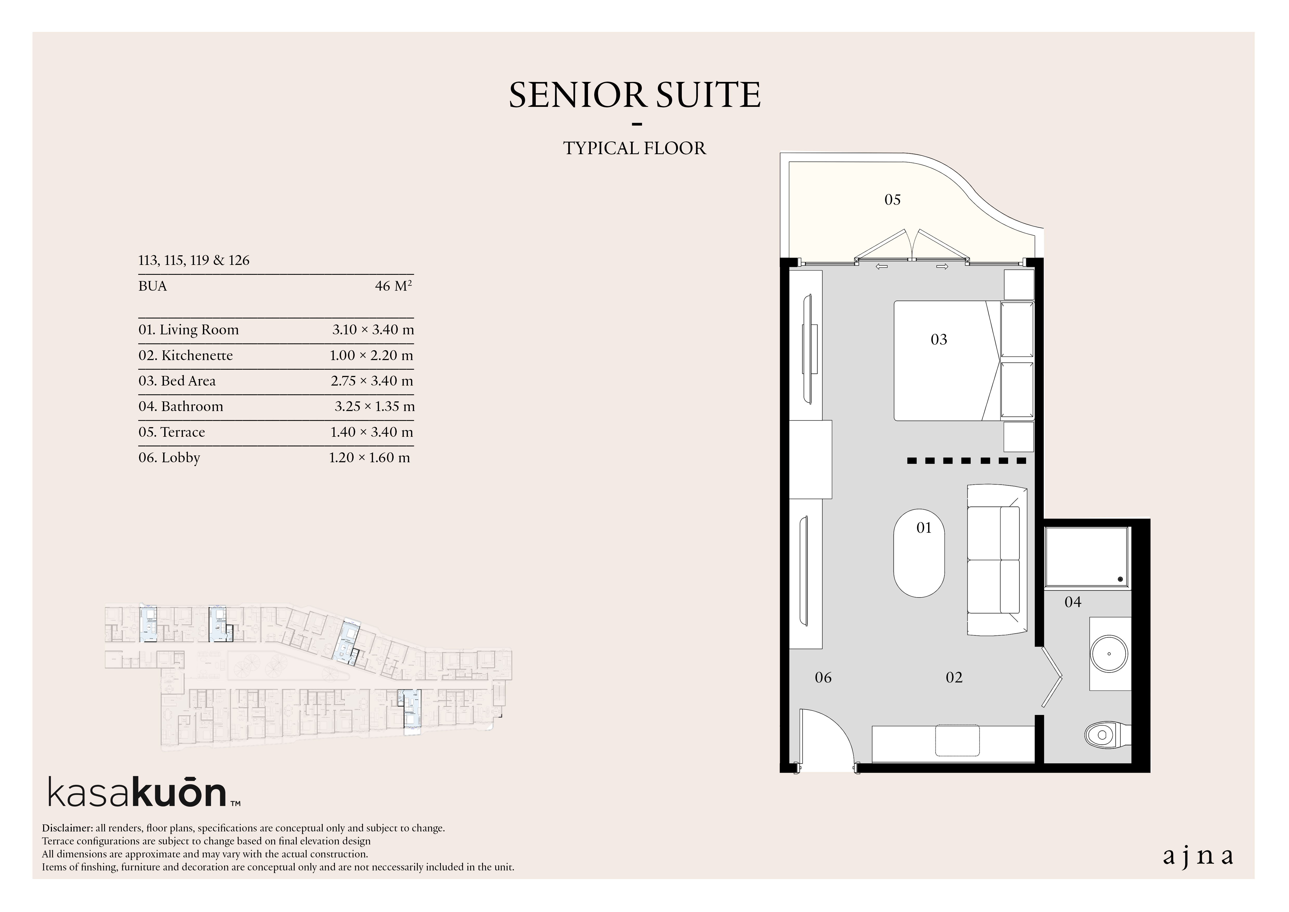 Floor plan for studio at Eastville