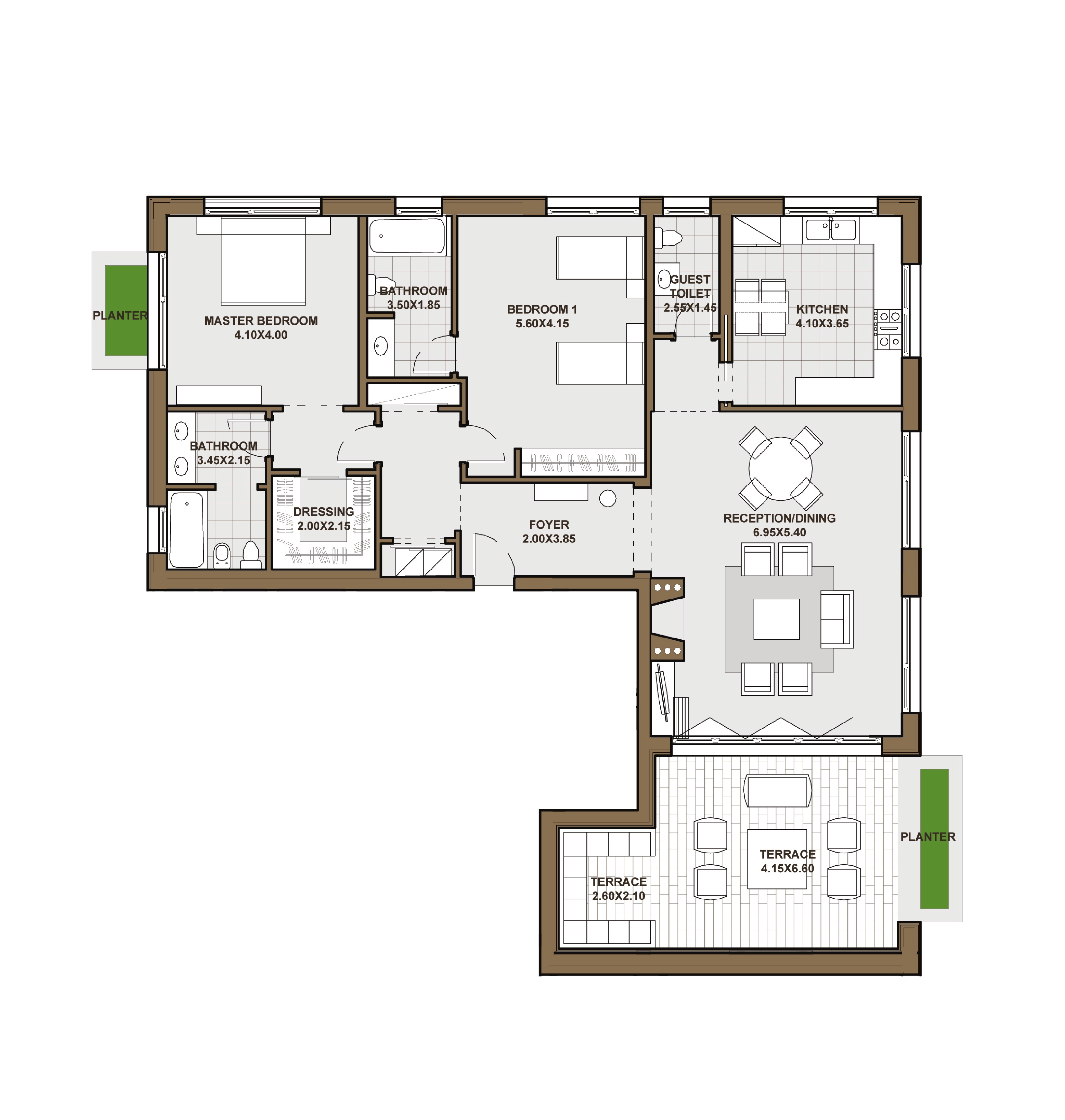Floor plan for apartment at Forty West Phase II