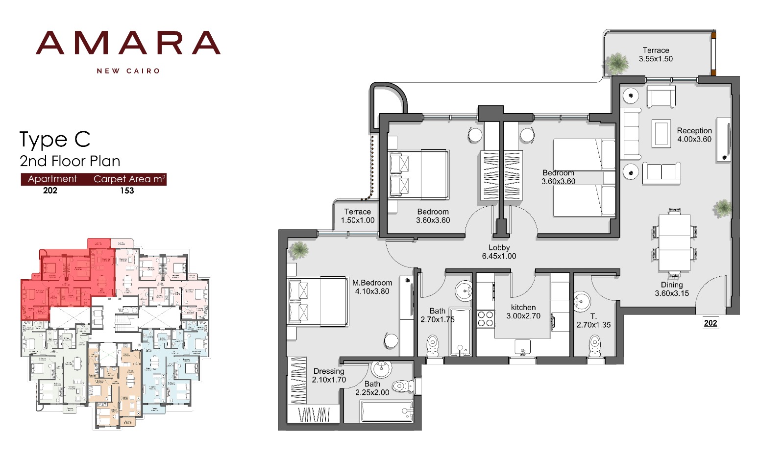Floor plan for apartment at Amara