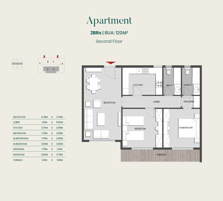 Floor plan for apartment at Aliva Mountain View Mostakbal City