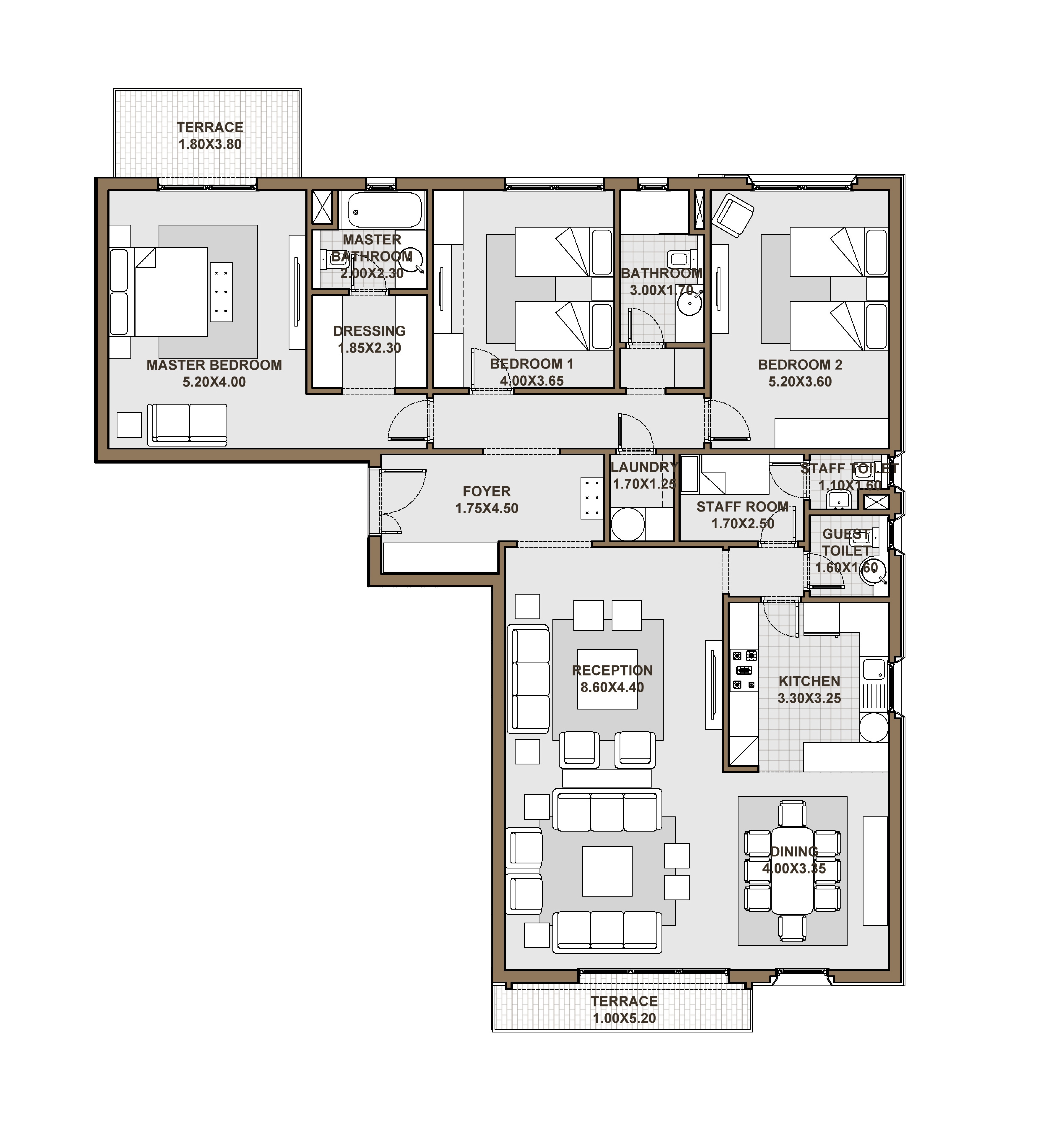 Floor plan for apartment at Forty West Phase II