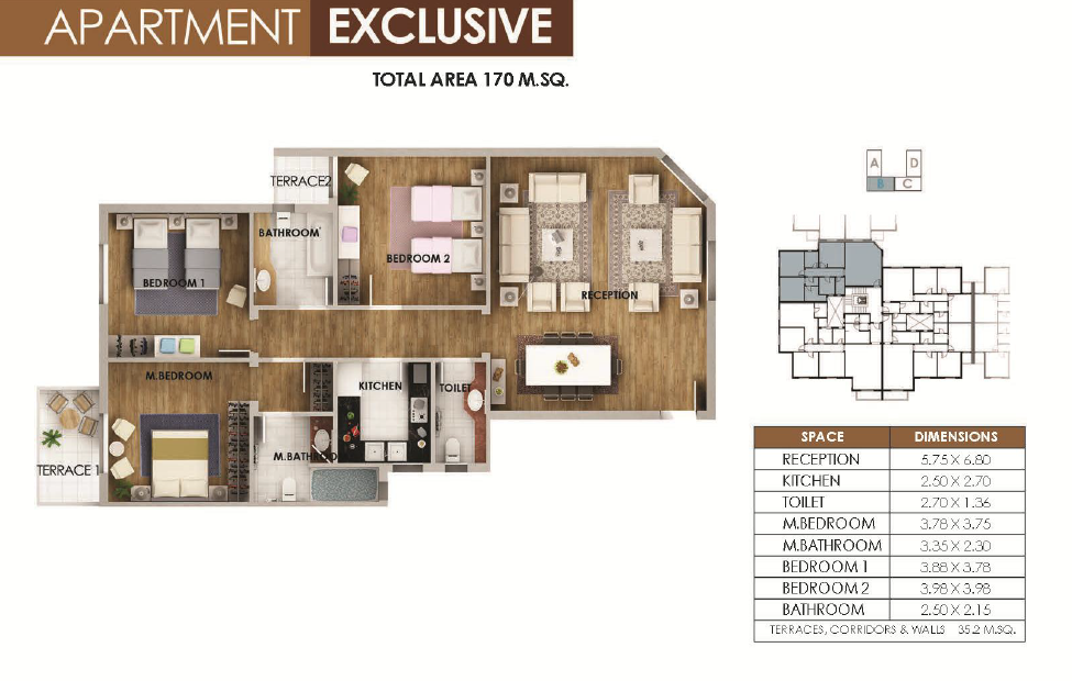 Floor plan for apartment at Club Park- ICity New Cairo