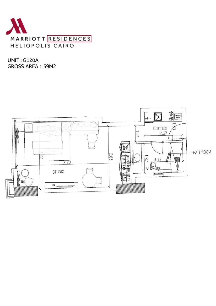 Floor plan for apartment at Marriott Residences Heliopolis