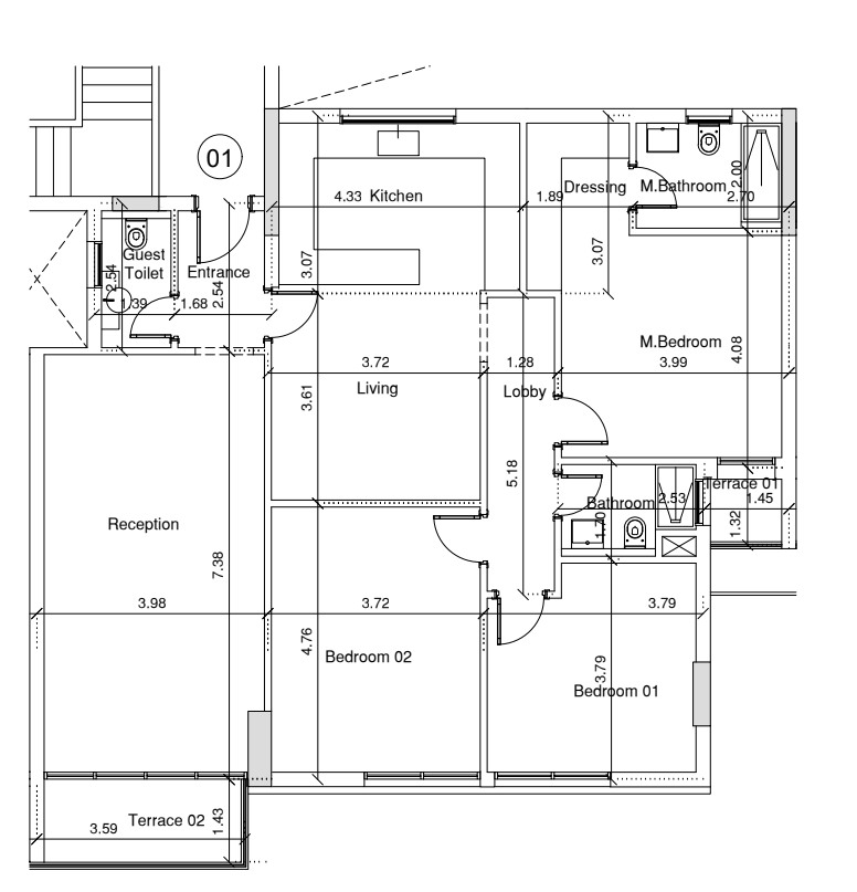 Floor plan for apartment at Scene 7