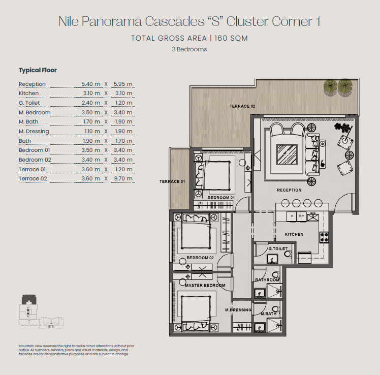 Floor plan for apartment at Jirian - Mountain View