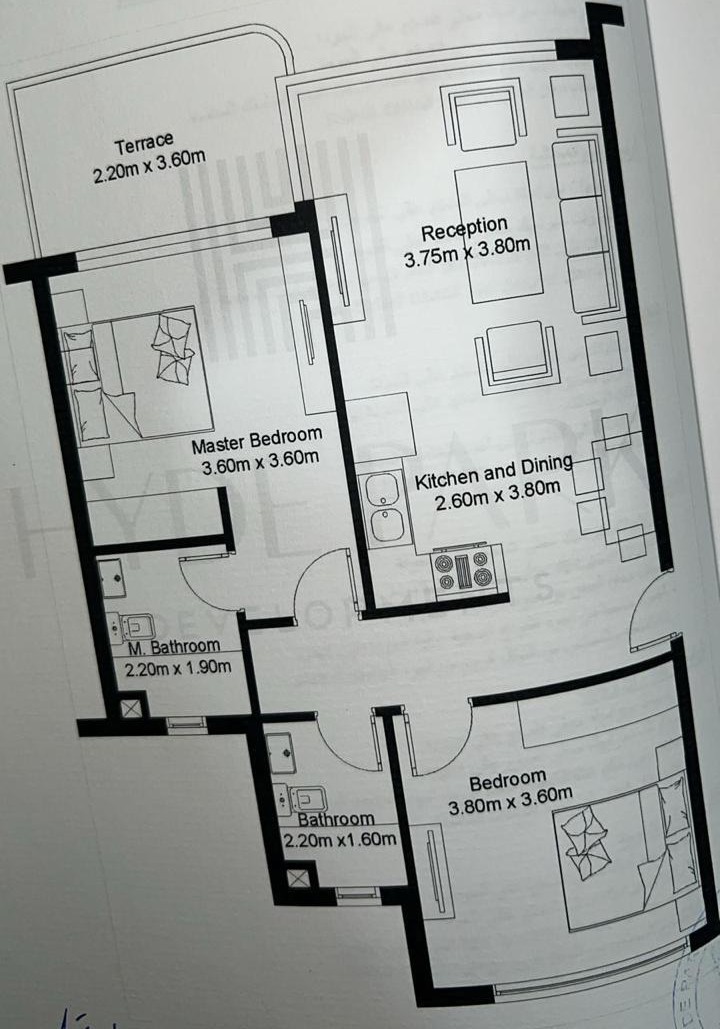 Floor plan for chalet at Hyde Park North - Seashore