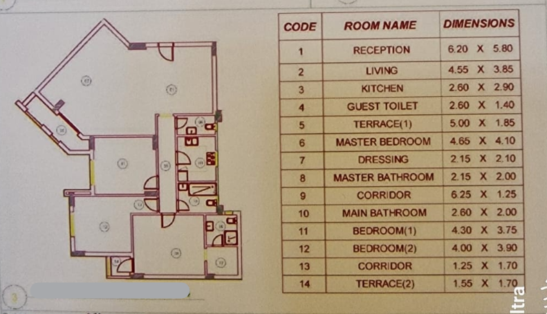 Floor plan for apartment at Pukka l
