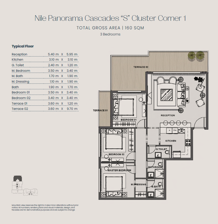 Floor plan for apartment at Jirian - Mountain View