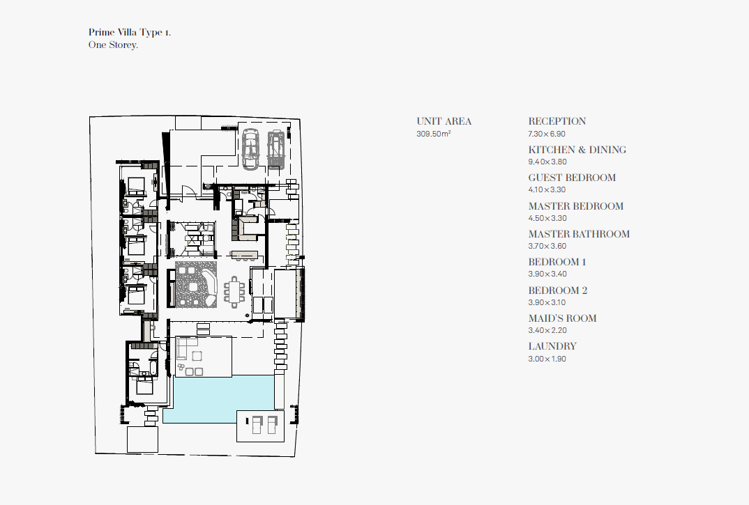 Floor plan for villa at Nautilus