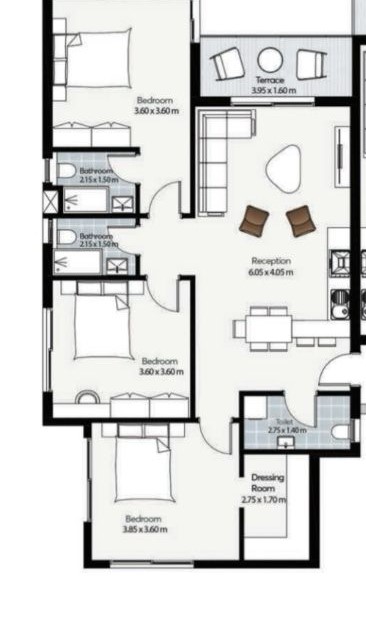 Floor plan for chalet at Mar Bay - Ras El Hekma