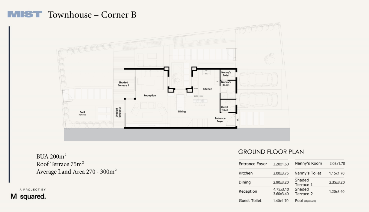 Floor plan for townhouse at Mist