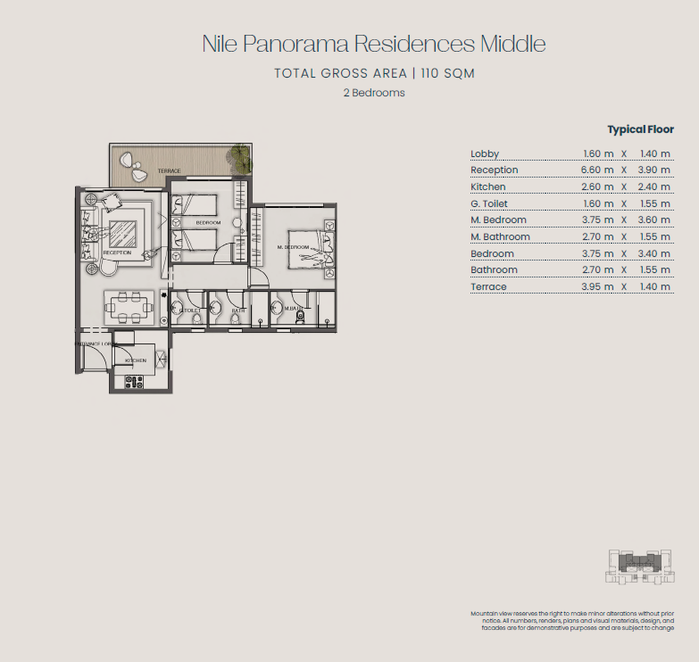 Floor plan for apartment at Jirian - Mountain View