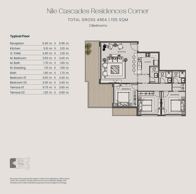 Floor plan for apartment at Jirian - Mountain View