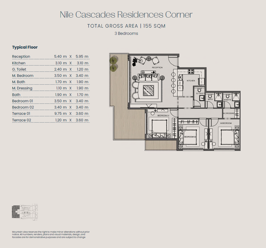 Floor plan for apartment at Jirian - Mountain View
