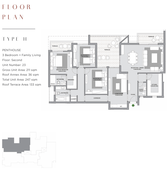 Floor plan for penthouse at The Estates Residence