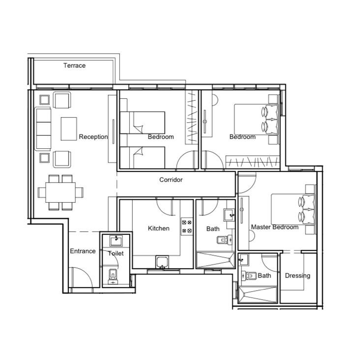 Floor plan for apartment at Bluetree