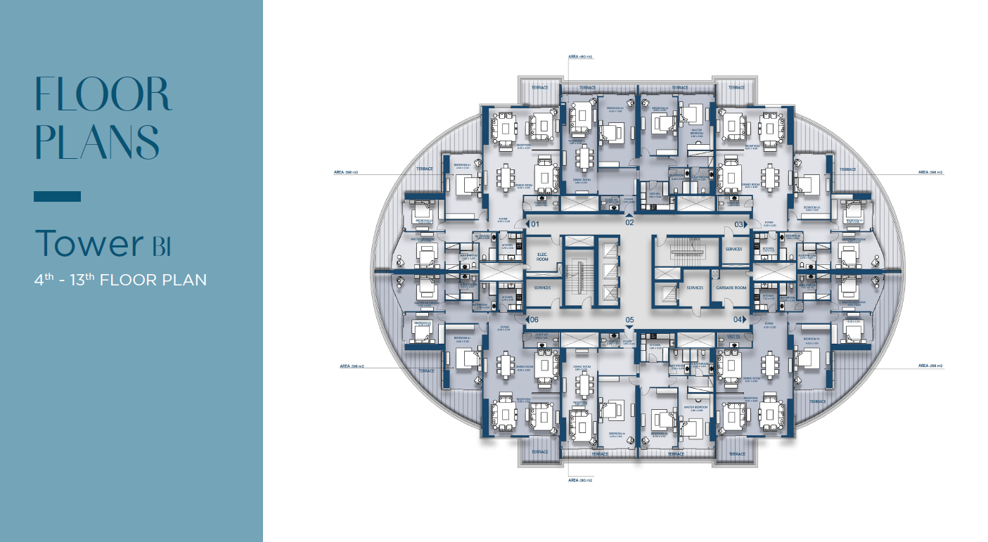 Floor plan for duplex at Beach Front Towers