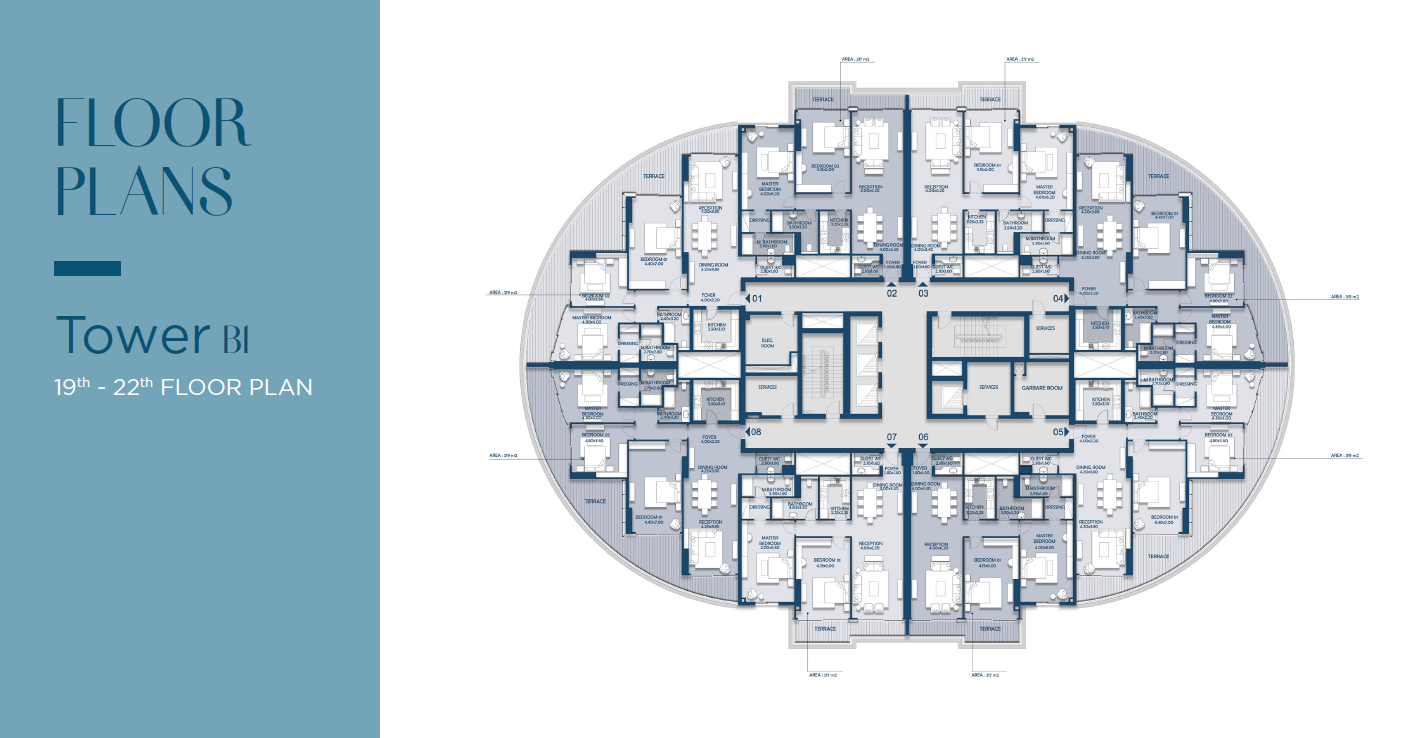 Floor plan for penthouse at Beach Front Towers