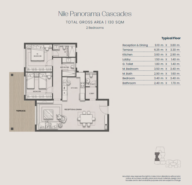 Floor plan for apartment at Jirian - Mountain View