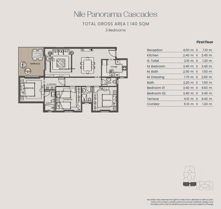 Floor plan for apartment at Jirian - Mountain View
