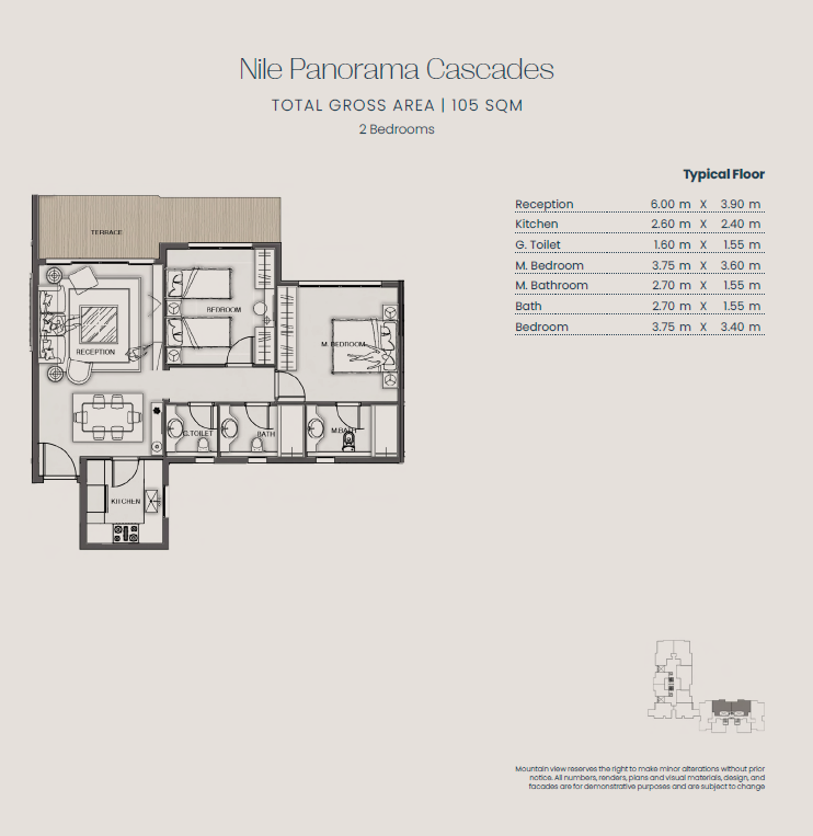 Floor plan for apartment at Jirian - Mountain View