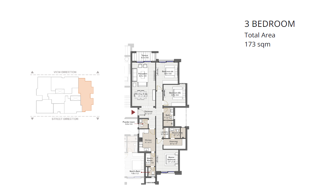 Floor plan for apartment at Sapphire Golf Residences