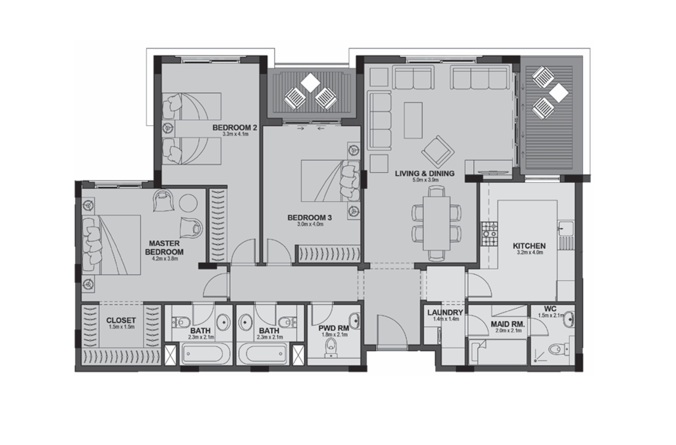 Floor plan for duplex at Uptown Cairo