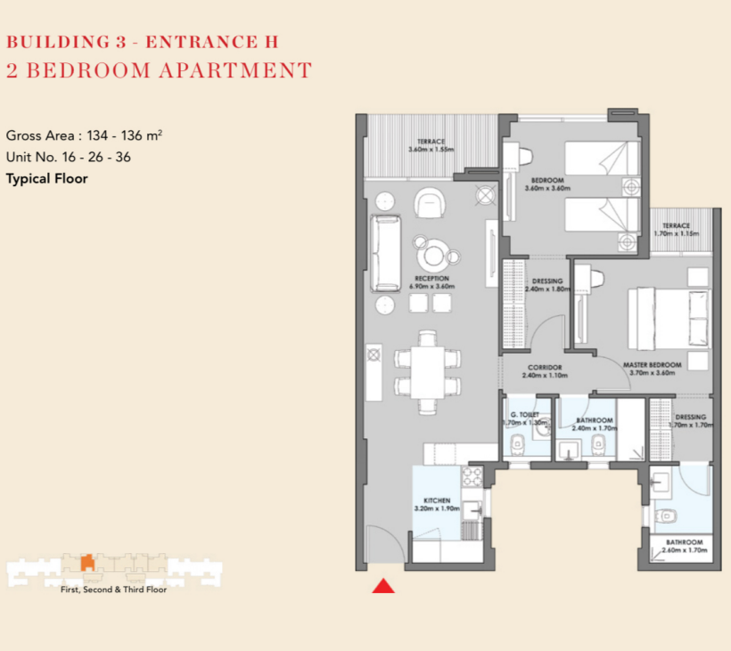 Floor plan for apartment at SQ1
