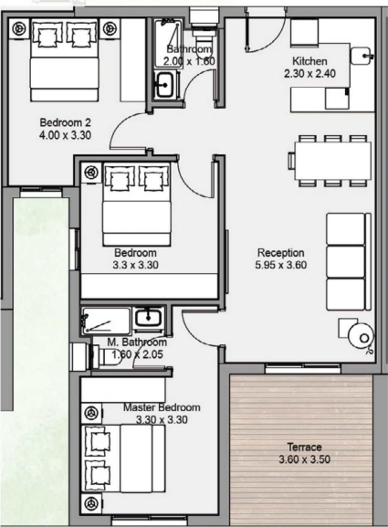 Floor plan for chalet at D-Bay
