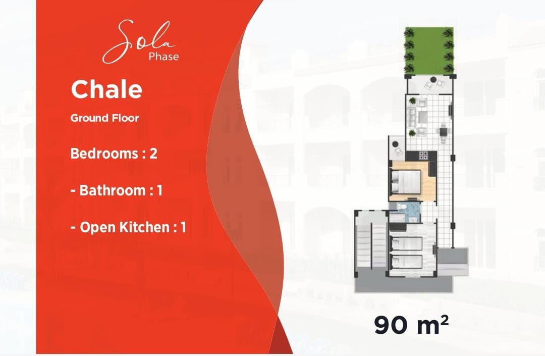Floor plan for chalet at Lasirena Palm Beach