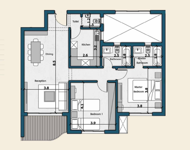 Floor plan for apartment at Bloomfields