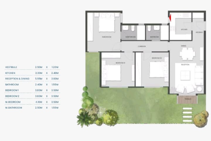 Floor plan for apartment at Aliva Mountain View Mostakbal City