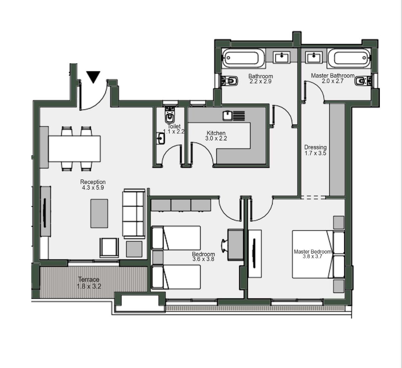 Floor plan for apartment at Bloomfields