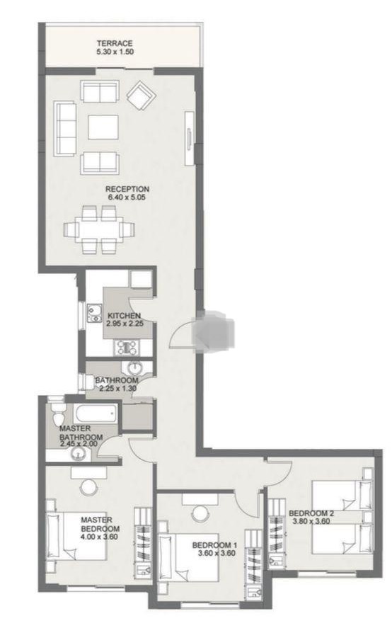 Floor plan for apartment at Sarai