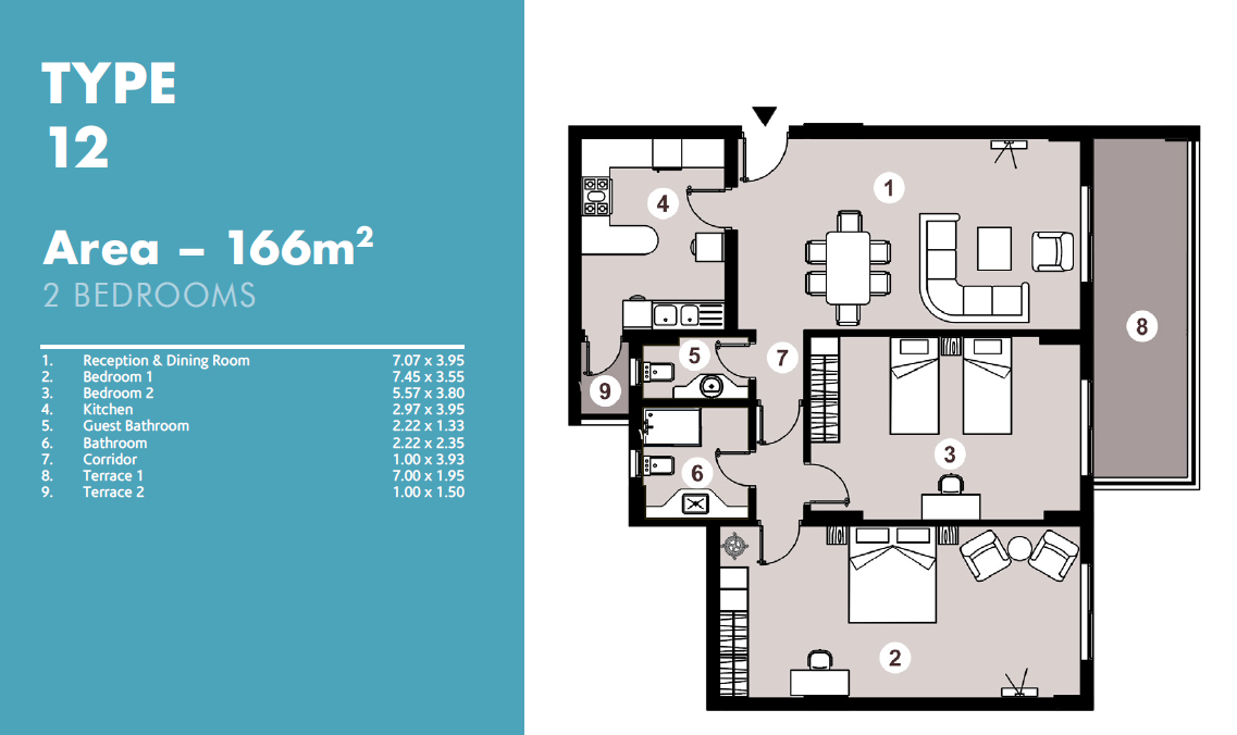 Floor plan for apartment at Downtown New Alamein