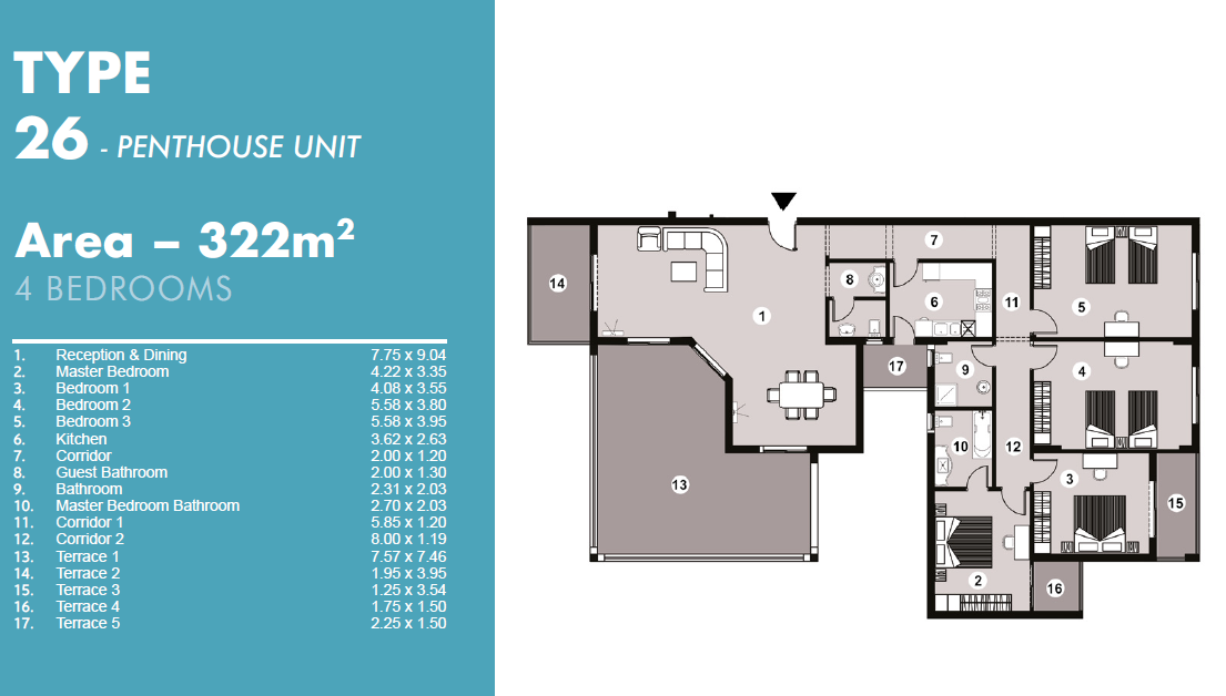 Floor plan for apartment at Downtown New Alamein