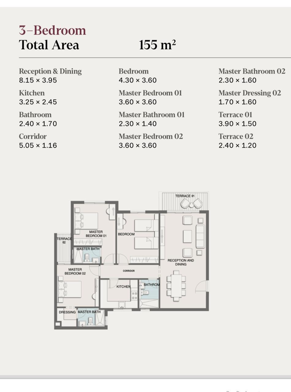 Floor plan for apartment at Telal East