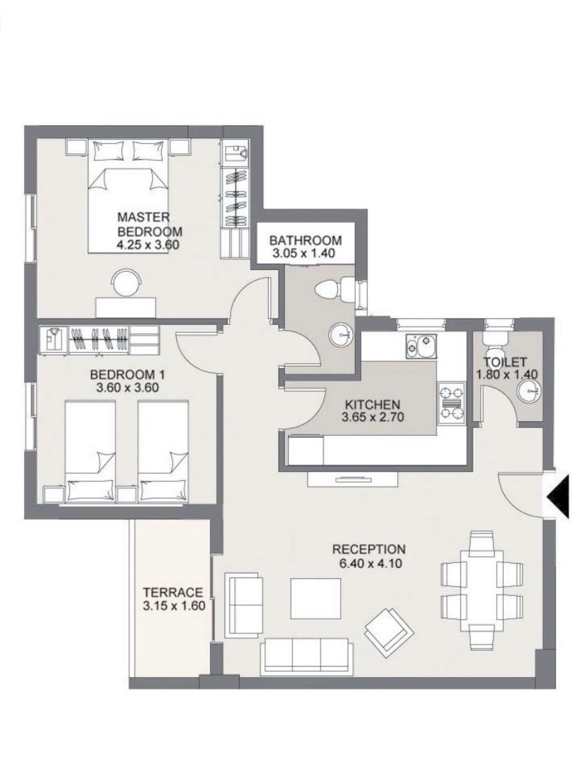 Floor plan for apartment at Sarai