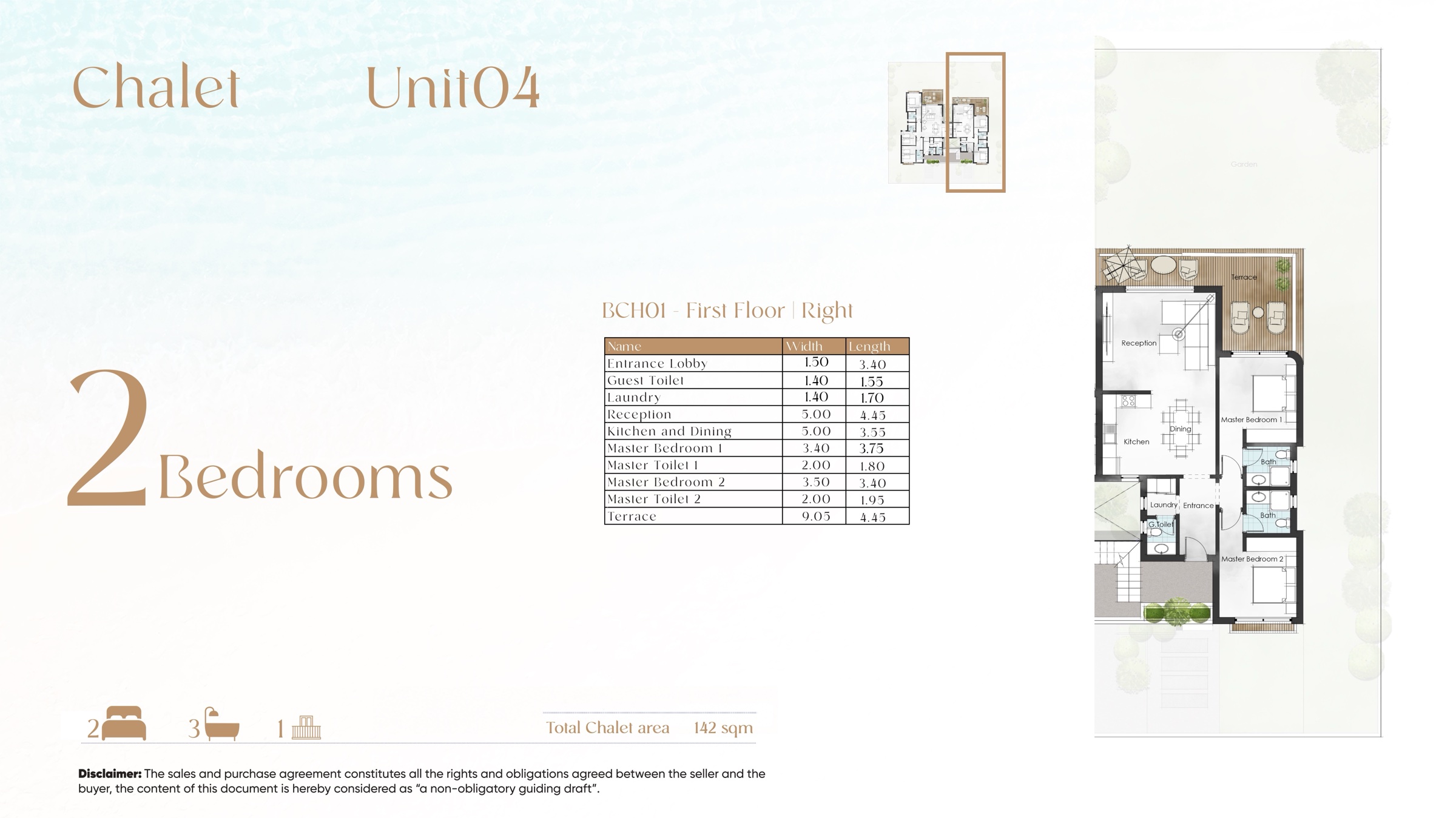 Floor plan for chalet at Beit Al Bahr