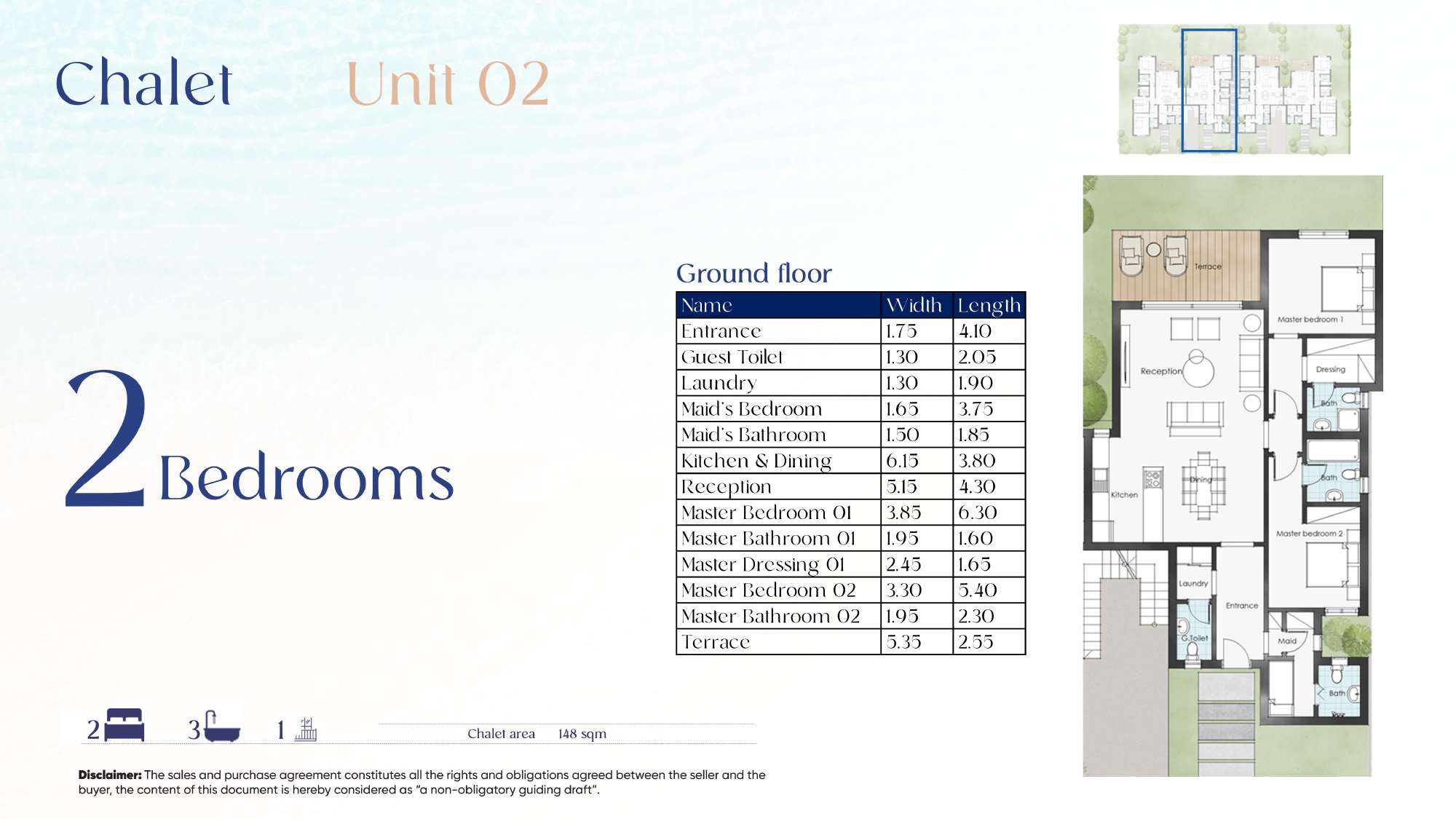Floor plan for chalet at Beit Al Bahr