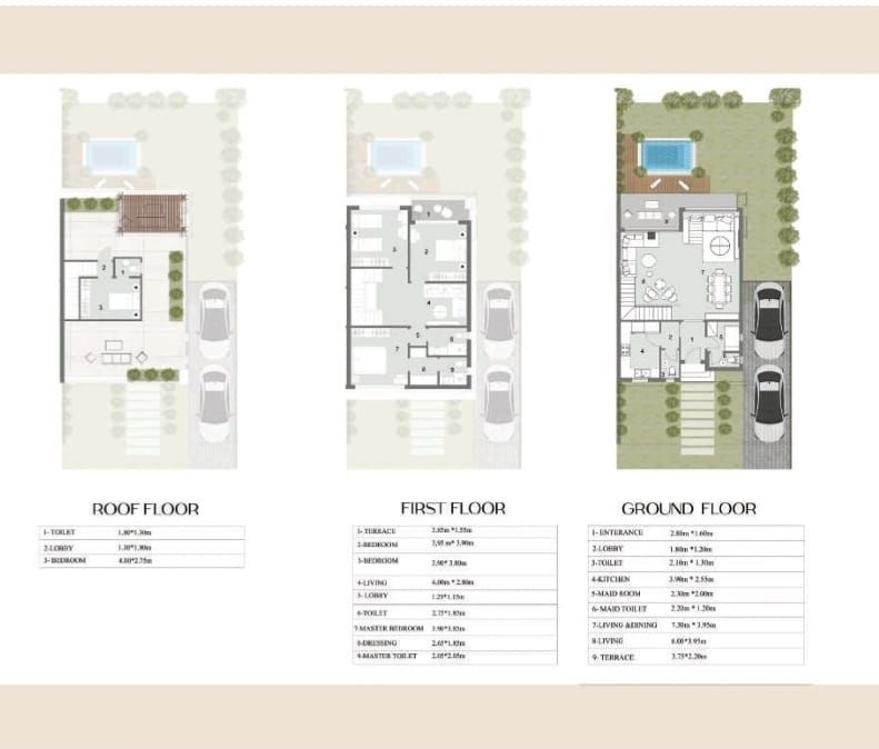Floor plan for townhouse at Menorca Zayed