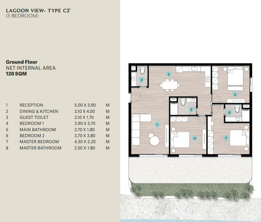 Floor plan for chalet at Azha North Coast