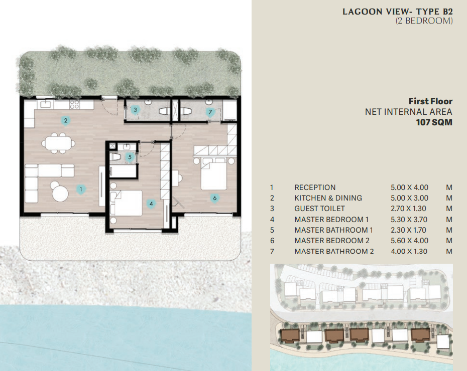 Floor plan for chalet at Azha North Coast