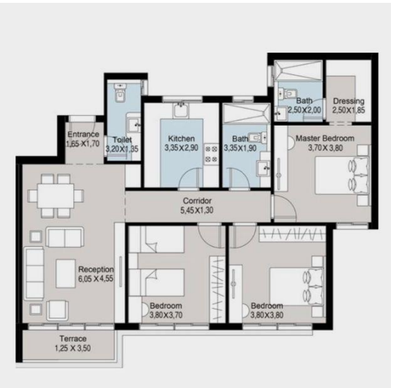 Floor plan for apartment at Bluetree