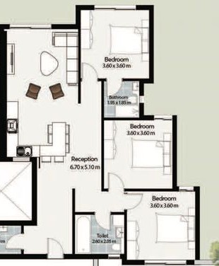 Floor plan for chalet at Mar Bay - Ras El Hekma