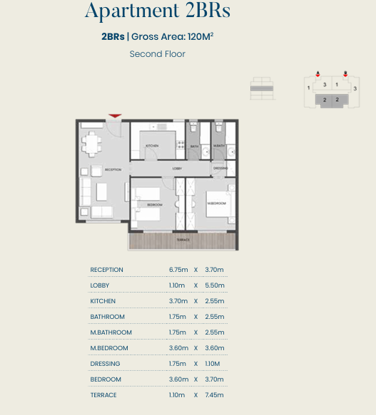 Floor plan for apartment at Aliva Mountain View Mostakbal City