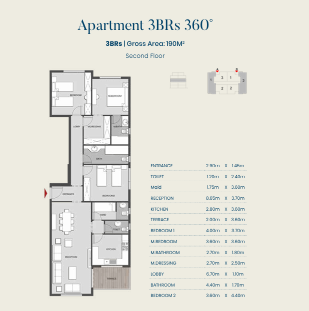 Floor plan for apartment at Aliva Mountain View Mostakbal City
