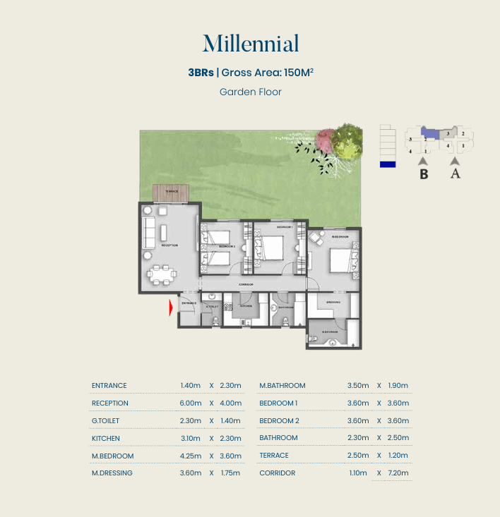 Floor plan for apartment at Aliva Mountain View Mostakbal City