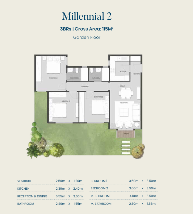 Floor plan for apartment at Aliva Mountain View Mostakbal City